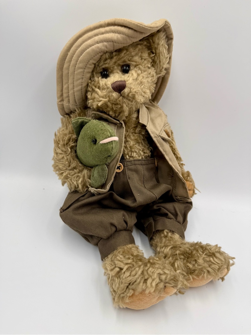 THE BEARINGTON COLLECTION Bear Fishing Grandpa Plush Bear 14” Fuzzy Brown Dad